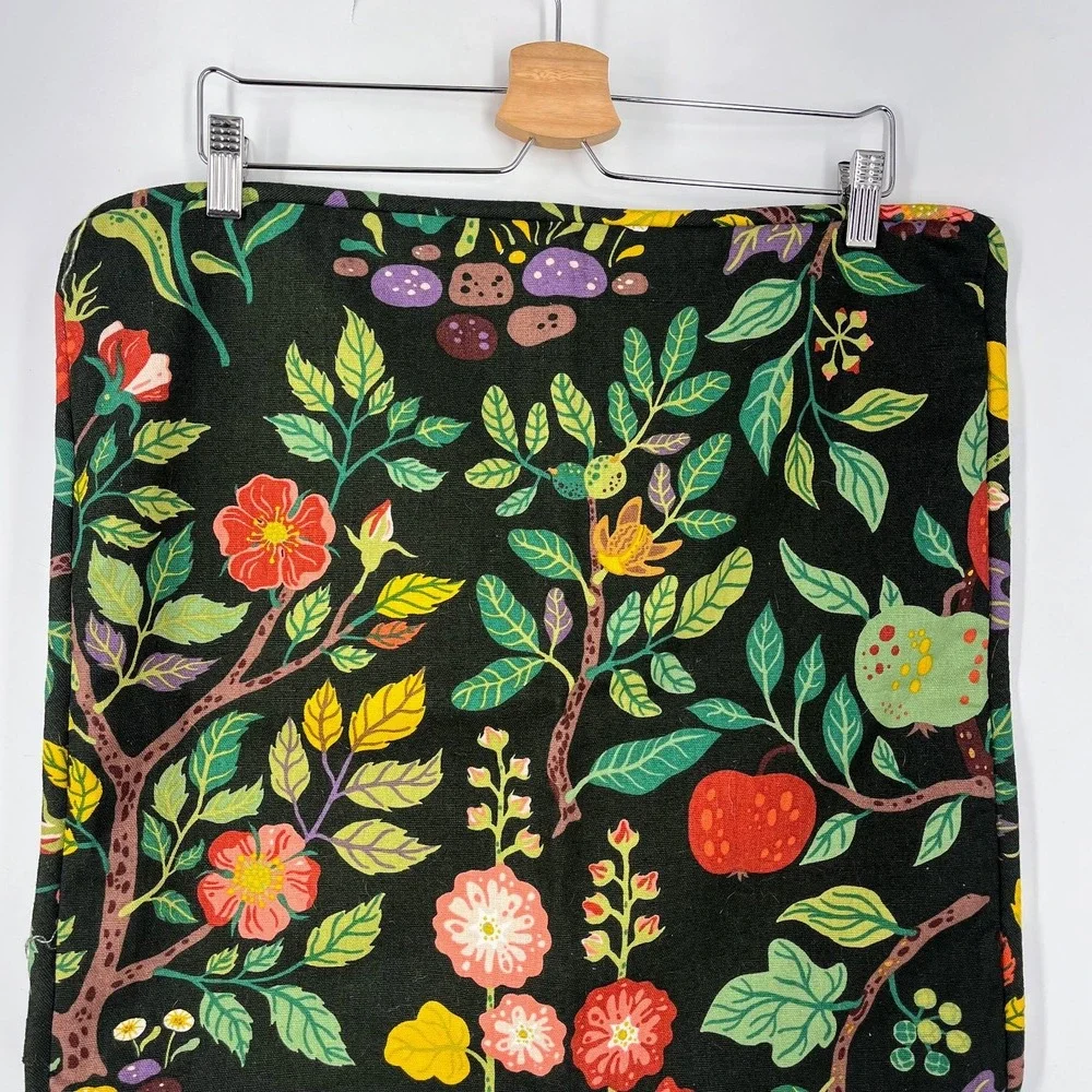 IKEA VILDPERSILJA Cushion Cover Black Multicolor Botanical Floral Print 20x20